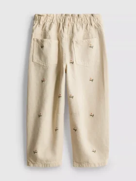 1,5-8 jaar | Jeans met bloemenborduursel en paperbag-pasvorm