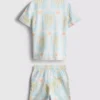 1,5-8 jaar | set met bedrukt overhemd en shorts met textuur