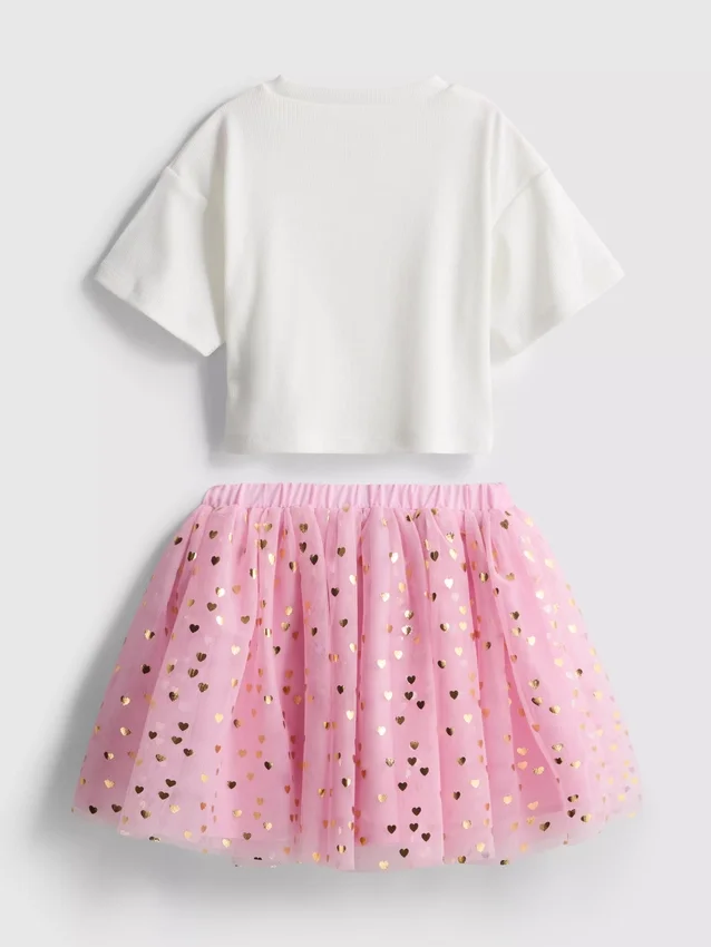 1,5-8 jaar | Set met T-shirt met eenhoornprint en tutu-rokje
