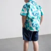 1,5-8 jaar | Set van een overhemd en korte shorts van slubkatoen