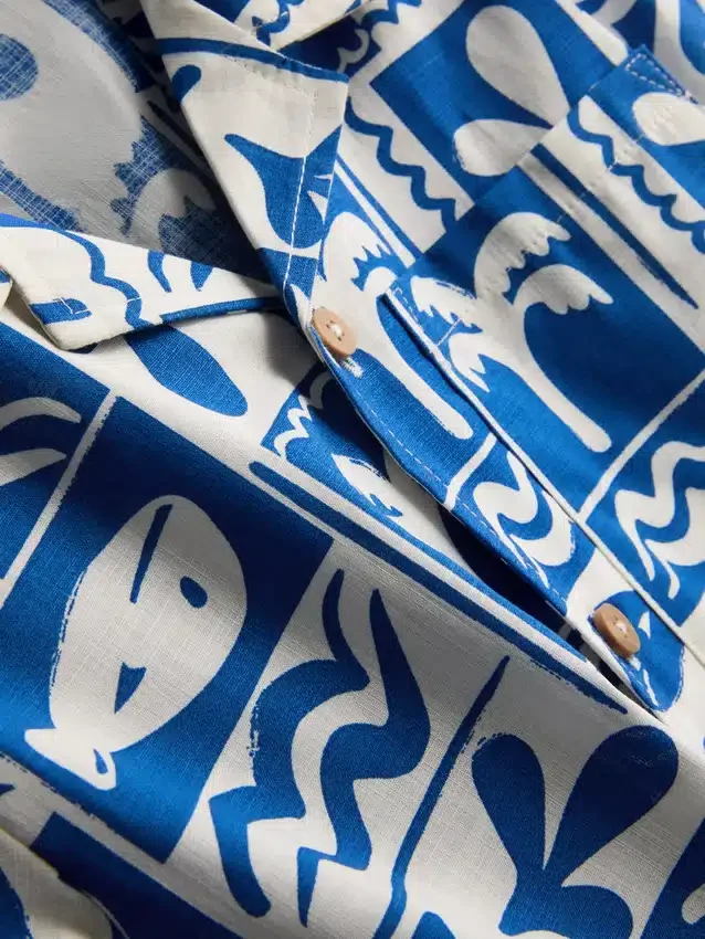 1,5-8 jaar | Set van een overhemd en korte shorts van slubkatoen