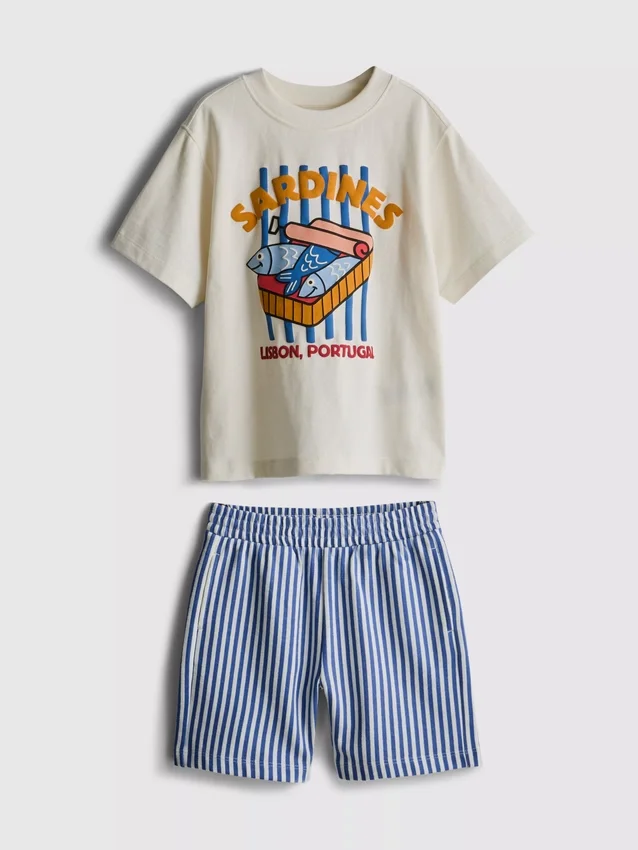 1,5-8 jaar | T-shirt en Shorts met sardine-print