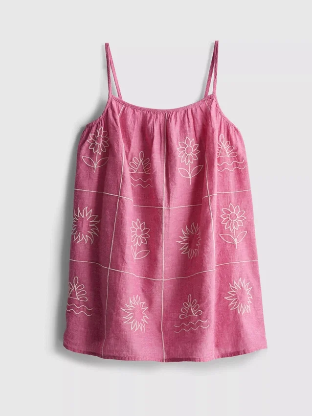 1,5-9 jaar | geborduurde cami-jurk van chambray