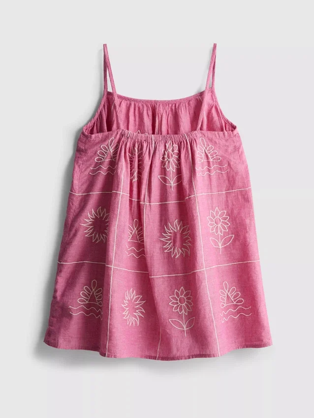 1,5-9 jaar | geborduurde cami-jurk van chambray