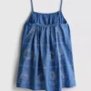 1,5-9 jaar | geborduurde cami-jurk van chambray