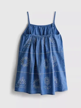1,5-9 jaar | geborduurde cami-jurk van chambray