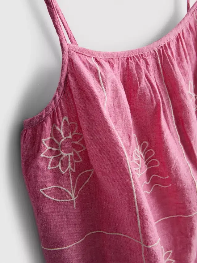 1,5-9 jaar | geborduurde cami-jurk van chambray