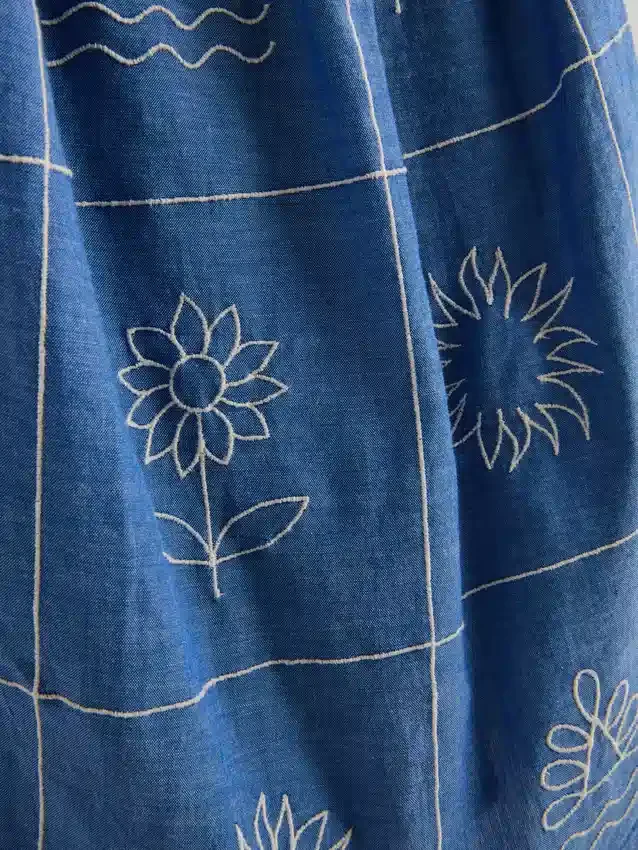 1,5-9 jaar | geborduurde cami-jurk van chambray