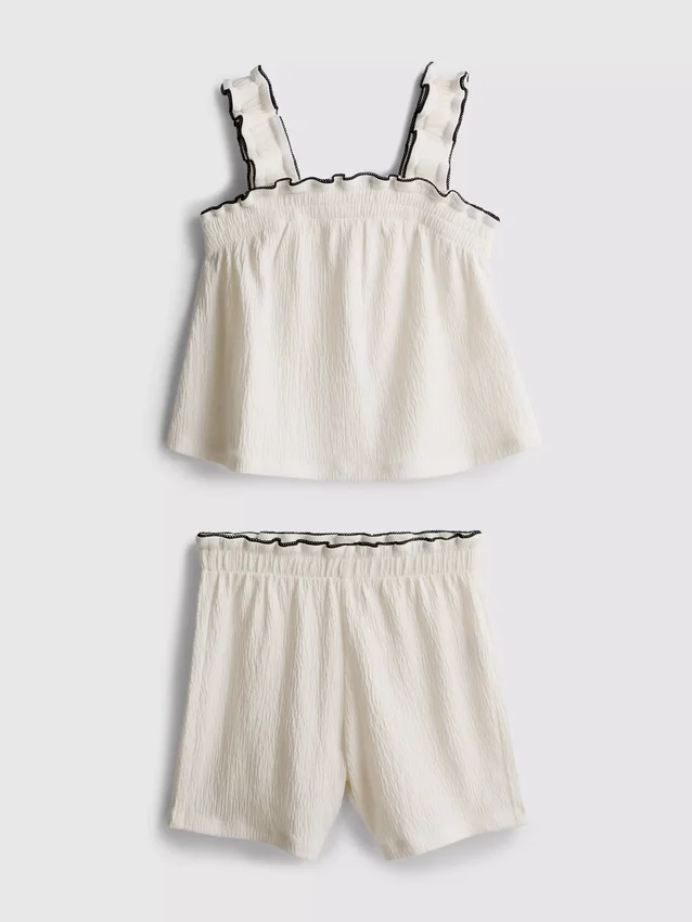 1,5-9 jaar | Set met blouse en Shorts met gekreukelde textuur