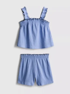 1,5-9 jaar | Set met blouse en Shorts met gekreukelde textuur