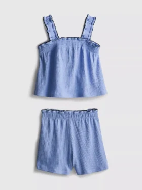1,5-9 jaar | Set met blouse en Shorts met gekreukelde textuur