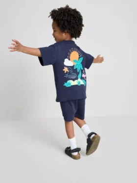 1,5-9 jaar | Set met T-shirt en shorts met tropische print