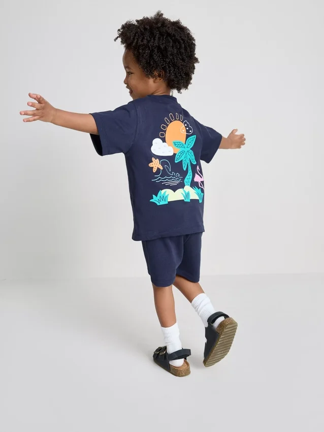 1,5-9 jaar | Set met T-shirt en shorts met tropische print