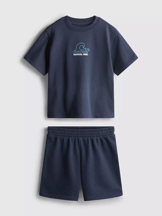 1,5-9 jaar | Set met T-shirt en shorts met tropische print