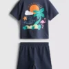 1,5-9 jaar | Set met T-shirt en shorts met tropische print