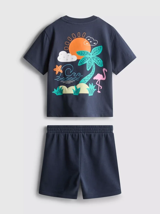 1,5-9 jaar | Set met T-shirt en shorts met tropische print
