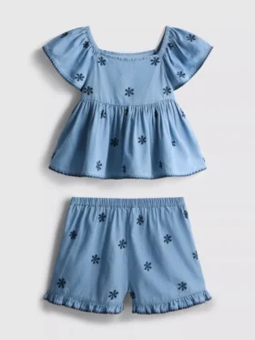 1,5-9 jaar | Set van chambray-blouse en -Shorts