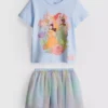1-9 jaar | Disney-prinsessen T-shirt en tutu-rokje set