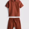 1-9 jaar | set bestaande uit een poloshirt met textuur en een korte broek