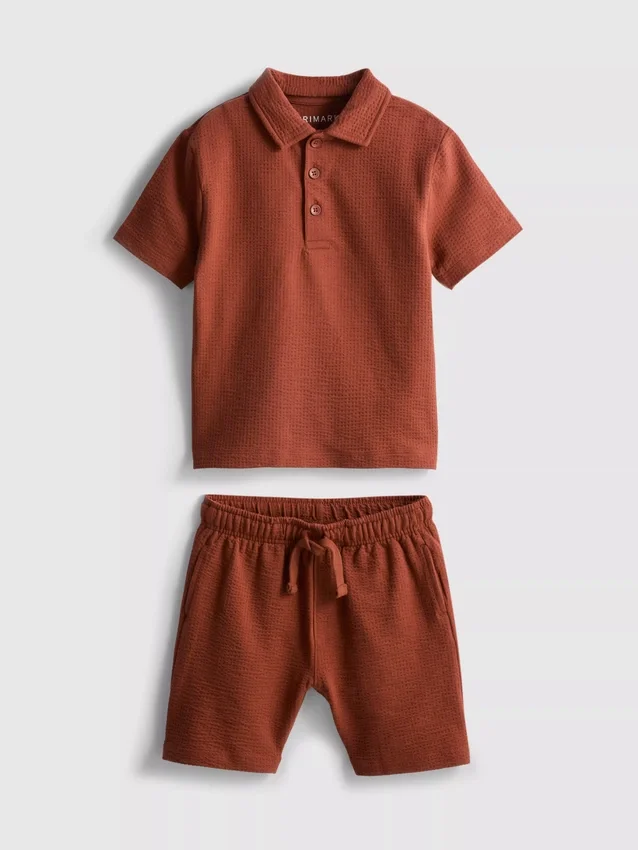 1-9 jaar | set bestaande uit een poloshirt met textuur en een korte broek
