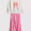 1-9 jaar | Set bestaande uit een sweatshirt en een broek met gekreukelde textuur
