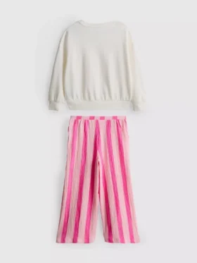 1-9 jaar | Set bestaande uit een sweatshirt en een broek met gekreukelde textuur