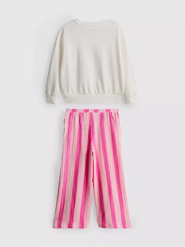 1-9 jaar | Set bestaande uit een sweatshirt en een broek met gekreukelde textuur