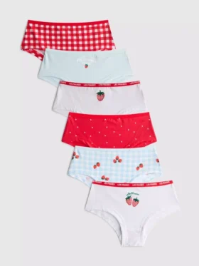 2-15 jaar | 6-pack hipster-slipjes met aardbeienprint