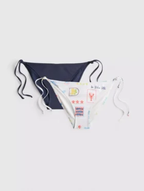2-pack bedrukte bikinibroekjes met strik aan de zijkant