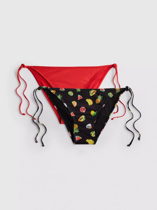 2-pack bedrukte bikinibroekjes met strik aan de zijkant