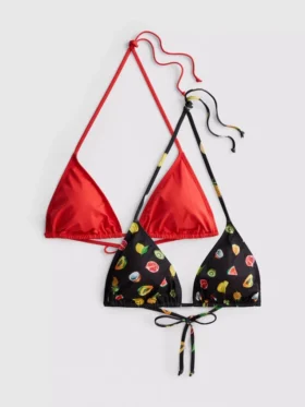 2-pack bedrukte driehoekige bikinitop