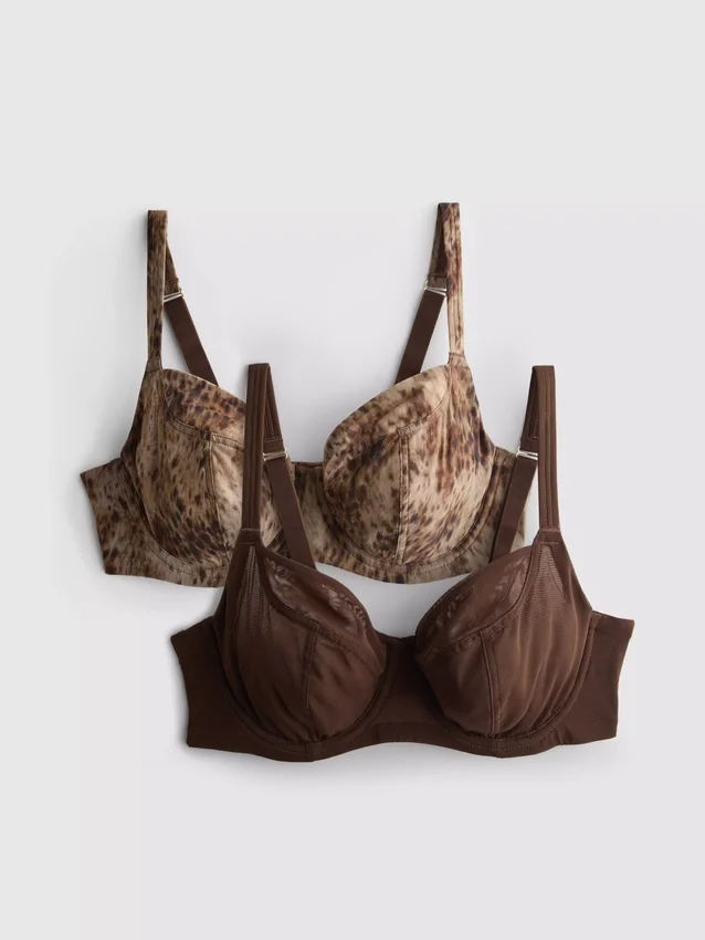2-pack D-H beugelbeha van mesh met print