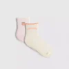 2-pack katoenrijke quarter crew perzikkleurige yogasokken