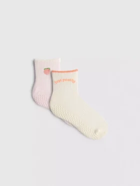 2-pack katoenrijke quarter crew perzikkleurige yogasokken