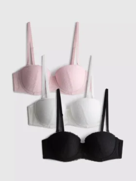 3-pack balkonBh's met all-over kant