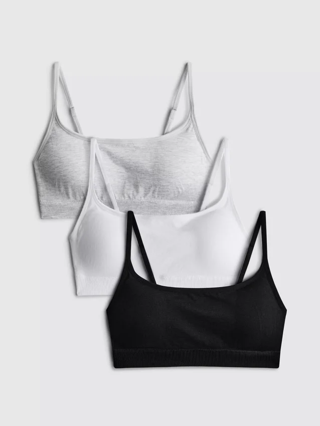 3-pack beugelloze crop-bralettes