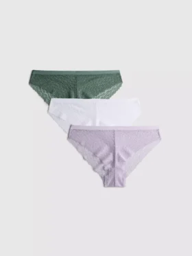 3-pack Braziliaanse slipjes met all-over kant