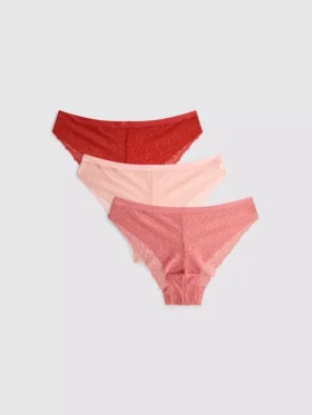 3-pack Braziliaanse slipjes met all-over kant