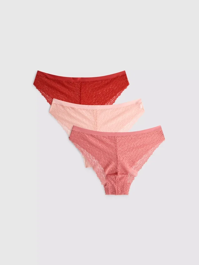 3-pack Braziliaanse slipjes met all-over kant