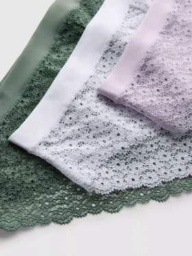 3-pack Braziliaanse slipjes met all-over kant
