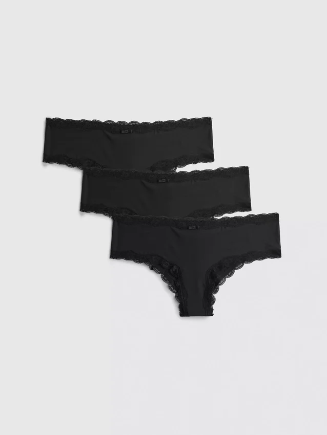 3-pack hipster-slips met kanten rand