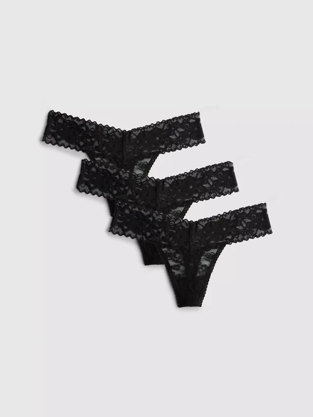 3-pack kanten bandeau-strings
