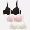 3-pack kanten push-up gevoerde plunge-Bh's