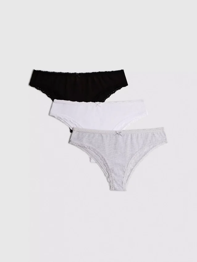 3-pack katoenen Brazilian slips