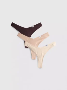 3-pack katoenrijke geribde Miami-strings