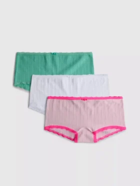 3-pack mini-shorts met pointelle-patroon