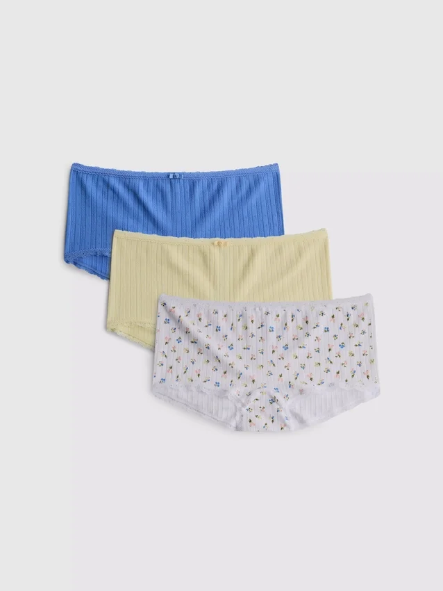 3-pack mini-shorts met pointelle-patroon
