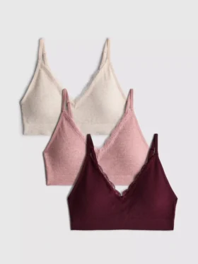 3-pack naadloze bralettes met kanten randjes