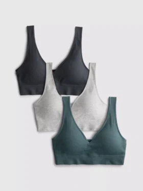 3-pack naadloze bralettes met V-hals