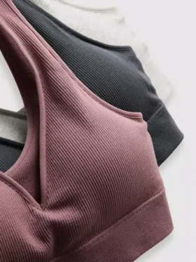 3-pack naadloze bralettes met V-hals